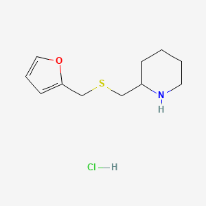 molecular formula C11H18ClNOS B1447653 2-([(Furan-2-ylmethyl)sulfanyl]methyl)piperidine hydrochloride CAS No. 1864062-83-8