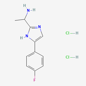 molecular formula C11H14Cl2FN3 B1447658 [1-[4-(4-氟苯基)-1H-咪唑-2-基]乙基]胺二盐酸盐 CAS No. 1426291-52-2