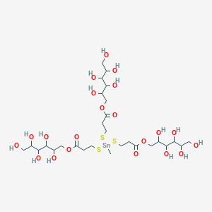 molecular formula C28H54O21S3Sn B14476649 D-Glucitol, 1,1',1''-[3,3',3''-[(methylstannylidyne)tris(thio)]tris[propanoate]] CAS No. 68928-44-9