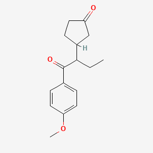 molecular formula C16H20O3 B14476692 3-[1-(4-Methoxyphenyl)-1-oxobutan-2-yl]cyclopentan-1-one CAS No. 66166-53-8