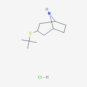 molecular formula C11H22ClNS B1447676 3-(Tert-butylsulfanyl)-8-azabicyclo[3.2.1]octane hydrochloride CAS No. 1823912-45-3