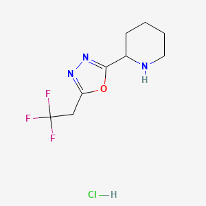 molecular formula C9H13ClF3N3O B1447701 2-[5-(2,2,2-Trifluoroethyl)-1,3,4-oxadiazol-2-yl]piperidine hydrochloride CAS No. 1803588-63-7
