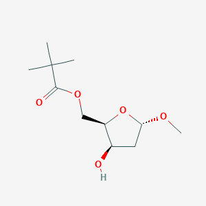 molecular formula C11H20O5 B144771 [(2R,3R,5S)-3-hydroxy-5-methoxyoxolan-2-yl]methyl 2,2-dimethylpropanoate CAS No. 138147-42-9