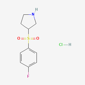 molecular formula C10H13ClFNO2S B1447717 3-[(4-Fluorophenyl)sulfonyl]pyrrolidine hydrochloride CAS No. 1864062-36-1