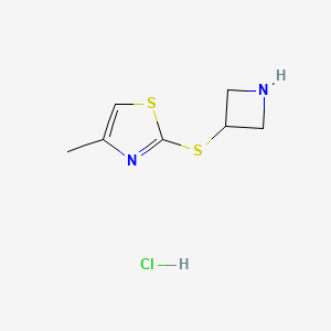 molecular formula C7H11ClN2S2 B1447719 2-(Azetidin-3-ylsulfanyl)-4-methyl-1,3-thiazole hydrochloride CAS No. 1864053-97-3