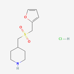 molecular formula C11H18ClNO3S B1447724 4-[(Furan-2-ylmethyl)sulfonylmethyl]piperidine hydrochloride CAS No. 1823863-98-4