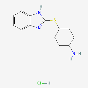 molecular formula C13H18ClN3S B1447726 4-(1H-1,3-benzodiazol-2-ylsulfanyl)cyclohexan-1-amine hydrochloride CAS No. 1864057-17-9