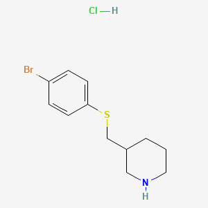 molecular formula C12H17BrClNS B1447732 3-([(4-Bromophenyl)sulfanyl]methyl)piperidine hydrochloride CAS No. 1864073-33-5