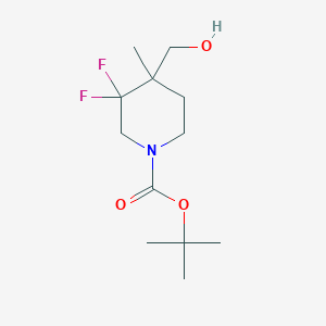 molecular formula C12H21F2NO3 B1447747 叔丁基 3,3-二氟-4-(羟甲基)-4-甲基哌啶-1-羧酸酯 CAS No. 1334412-58-6