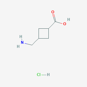 molecular formula C6H12ClNO2 B1447751 3-(Aminomethyl)cyclobutanecarboxylic acid hcl CAS No. 1818847-68-5