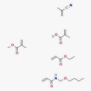molecular formula C26H42N2O8 B14477587 N-(butoxymethyl)prop-2-enamide;ethyl prop-2-enoate;methyl 2-methylprop-2-enoate;2-methylprop-2-enenitrile;2-methylprop-2-enoic acid CAS No. 65623-01-0