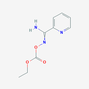 molecular formula C9H11N3O3 B14477606 N'-[(Ethoxycarbonyl)oxy]pyridine-2-carboximidamide CAS No. 65173-15-1