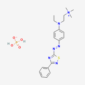 molecular formula C21H27N6S.H2O4P<br>C21H29N6O4PS B14477782 dihydrogen phosphate;2-[N-ethyl-4-[(3-phenyl-1,2,4-thiadiazol-5-yl)diazenyl]anilino]ethyl-trimethylazanium CAS No. 72906-39-9