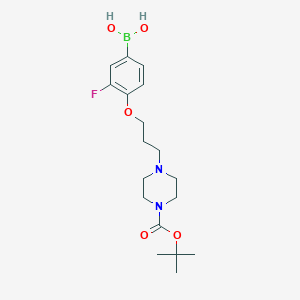 molecular formula C18H28BFN2O5 B1447781 4-(3-(4-(Tert-butoxycarbonyl)piperazin-1-yl)propoxy)-3-fluorophenylboronic acid CAS No. 1704064-07-2