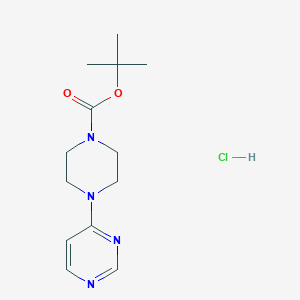 molecular formula C13H21ClN4O2 B1447822 4-(4-Boc-piperazino)pyrimidine hcl CAS No. 634468-87-4