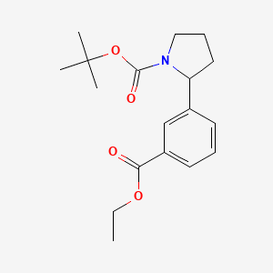 molecular formula C18H25NO4 B1447826 2-(3-Ethoxycarbonyl-phenyl)-pyrrolidine-1-carboxylic acid tert-butyl ester CAS No. 1373223-31-4