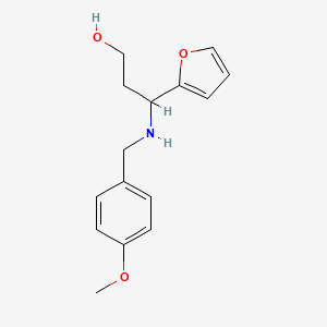 molecular formula C15H19NO3 B1447841 3-(Furan-2-yl)-3-{[(4-methoxyphenyl)methyl]amino}propan-1-ol CAS No. 1803607-24-0
