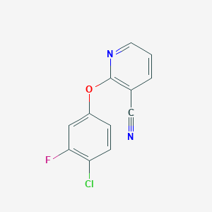 molecular formula C12H6ClFN2O B1447850 2-(4-Chloro-3-fluorophenoxy)nicotinonitrile CAS No. 1542060-32-1