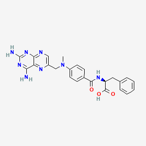 molecular formula C24H24N8O3 B14478528 Alanine, N-(p-(((2,4-diamino-6-pteridinyl)methyl)methylamino)benzoyl)-3-phenyl-, L- CAS No. 68388-63-6