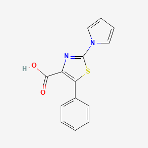 molecular formula C14H10N2O2S B1447854 5-phenyl-2-(1H-pyrrol-1-yl)-1,3-thiazole-4-carboxylic acid CAS No. 1623083-71-5