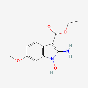 molecular formula C12H14N2O4 B14478619 Ethyl 2-amino-1-hydroxy-6-methoxy-1H-indole-3-carboxylate CAS No. 65547-94-6