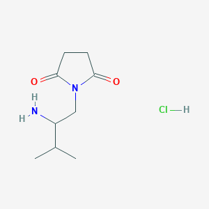 molecular formula C9H17ClN2O2 B1447864 1-(2-Amino-3-methylbutyl)pyrrolidine-2,5-dione hydrochloride CAS No. 1864056-67-6
