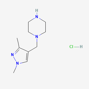 molecular formula C10H19ClN4 B1447866 1-((1,3-Dimethyl-1H-pyrazol-4-yl)methyl)piperazine hydrochloride CAS No. 1951439-89-6
