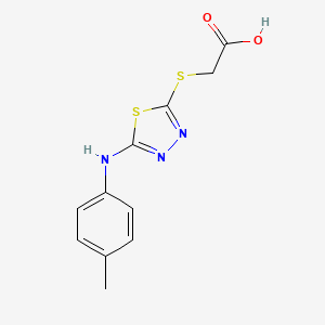 molecular formula C11H11N3O2S2 B14478846 {[5-(4-Methylanilino)-1,3,4-thiadiazol-2-yl]sulfanyl}acetic acid CAS No. 68161-35-3