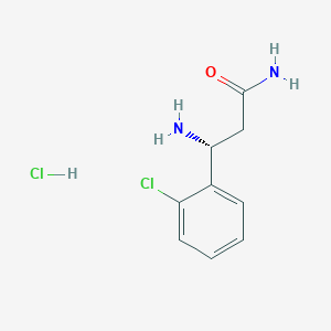 molecular formula C9H12Cl2N2O B1447910 (3R)-3-氨基-3-(2-氯苯基)丙酰胺盐酸盐 CAS No. 1375955-73-9