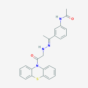 molecular formula C24H22N4O2S B14479149 10-(((1-(3-Acetamidophenyl)ethylidene)hydrazino)acetyl)-10H-phenothiazine CAS No. 67897-42-1