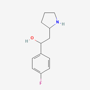 molecular formula C12H16FNO B1447922 1-(4-Fluorophenyl)-2-(pyrrolidin-2-yl)ethan-1-ol CAS No. 1423031-42-8