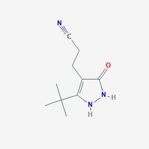 molecular formula C10H15N3O B1447931 3-(3-tert-butyl-5-hydroxy-1H-pyrazol-4-yl)propanenitrile CAS No. 1414325-59-9