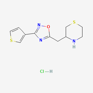 3-{[3-(Thiophen-3-yl)-1,2,4-oxadiazol-5-yl]methyl}thiomorpholine hydrochloride