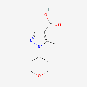 molecular formula C10H14N2O3 B1447960 5-methyl-1-(oxan-4-yl)-1H-pyrazole-4-carboxylic acid CAS No. 1424188-16-8