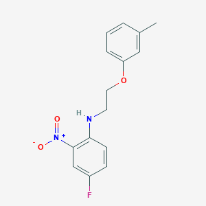 molecular formula C15H15FN2O3 B1447962 4-fluoro-N-[2-(3-methylphenoxy)ethyl]-2-nitroaniline CAS No. 1443979-84-7