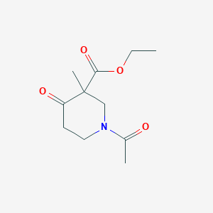 molecular formula C11H17NO4 B14479625 Ethyl 1-acetyl-3-methyl-4-oxopiperidine-3-carboxylate CAS No. 65872-29-9