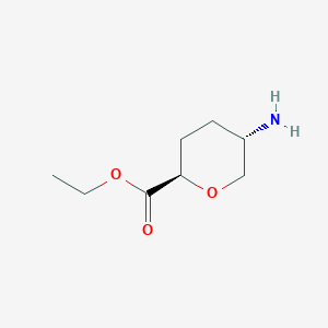 molecular formula C8H15NO3 B1447976 Ethyl trans-5-amino-tetrahydro-pyran-2-carboxylate CAS No. 146689-73-8