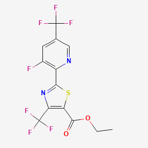 molecular formula C13H7F7N2O2S B1447987 Ethyl 2-(3-fluoro-5-(trifluoromethyl)pyridin-2-yl)-4-(trifluoromethyl)thiazole-5-carboxylate CAS No. 1823188-05-1