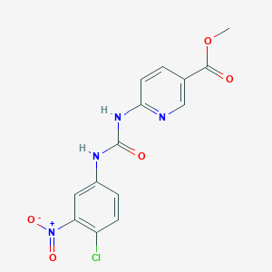 molecular formula C14H11ClN4O5 B1447998 Methyl 6-({[(4-chloro-3-nitrophenyl)amino]carbonyl}amino)nicotinate CAS No. 1858255-81-8