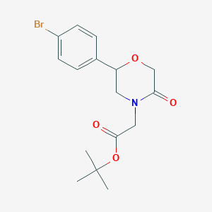 molecular formula C16H20BrNO4 B1448004 Tert-butyl 2-(2-(4-bromophenyl)-5-oxomorpholino)acetate CAS No. 2205414-64-6
