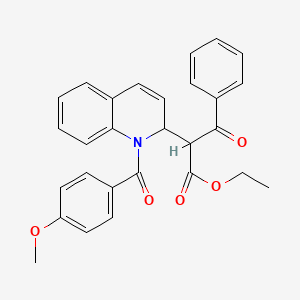 molecular formula C28H25NO5 B14480481 ethyl 2-[1-(4-methoxybenzoyl)-2H-quinolin-2-yl]-3-oxo-3-phenylpropanoate CAS No. 65815-43-2
