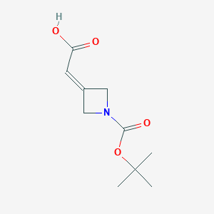 molecular formula C10H15NO4 B1448061 2-{1-[(Tert-butoxy)carbonyl]azetidin-3-ylidene}acetic acid CAS No. 1375303-94-8