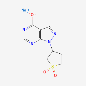 molecular formula C9H9N4NaO3S B1448064 1-(1,1-二氧化四氢-3-噻吩基)-1H-吡唑并[3,4-d]嘧啶-4-醇钠 CAS No. 1281549-33-4