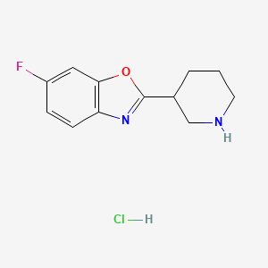 molecular formula C12H14ClFN2O B1448067 6-Fluoro-2-(piperidin-3-yl)-1,3-benzoxazole hydrochloride CAS No. 1423024-73-0
