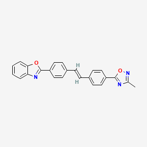 molecular formula C24H17N3O2 B14480699 Benzoxazole, 2-(4-(2-(4-(3-methyl-1,2,4-oxadiazol-5-yl)phenyl)ethenyl)phenyl)- CAS No. 64893-28-3