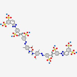 molecular formula C65H42N12Na8O27S8 B14480724 Octasodium 2,2'-(carbonylbis(imino(5-methoxy-2-methyl-4,1-phenylene)azo(2-sulphonato-4,1-phenylene)vinylene-(3-sulphonato-4,1-phenylene)))bis(2H-naphtho(1,2-d)triazole-6,8-disulphonate) CAS No. 67875-00-7