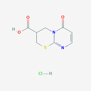molecular formula C8H9ClN2O3S B1448088 6-oxo-3,4-dihydro-2H,6H-pyrimido[2,1-b][1,3]thiazine-3-carboxylic acid hydrochloride CAS No. 1421494-98-5