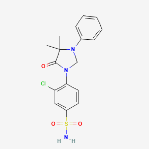 molecular formula C17H18ClN3O3S B14480931 Benzenesulfonamide, 3-chloro-4-(4,4-dimethyl-5-oxo-3-phenyl-1-imidazolidinyl)- CAS No. 65615-02-3