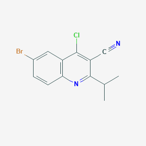 molecular formula C13H10BrClN2 B1448101 6-Bromo-4-chloro-2-isopropylquinoline-3-carbonitrile CAS No. 1446282-16-1