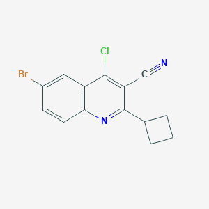 molecular formula C14H10BrClN2 B1448102 6-Bromo-4-chloro-2-cyclobutylquinoline-3-carbonitrile CAS No. 1446282-11-6